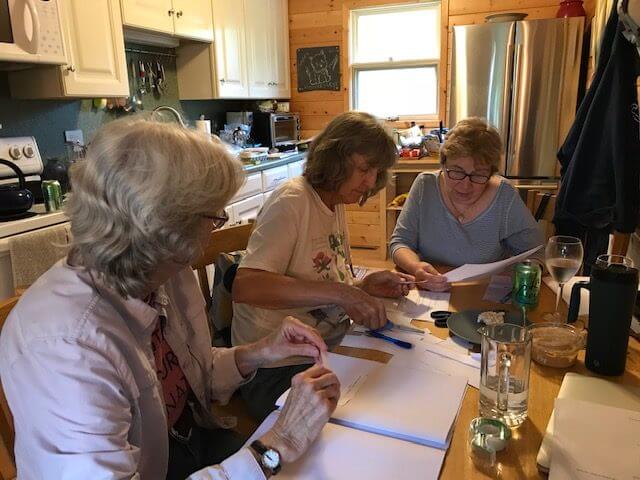 Phyllis Root, Liza Ketchum and Jacqueline Briggs Martin collaborating on "Begin with a Bee"