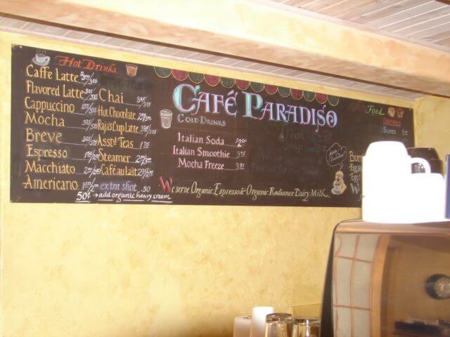 A cafe menu