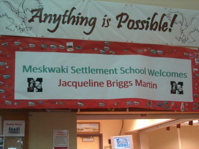 Banner welcoming Jacqueline.