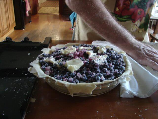 blueberry pie in progress