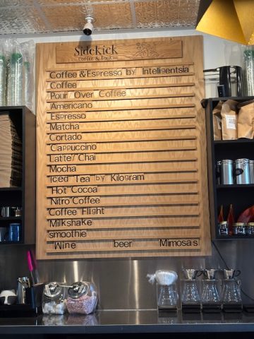 a list of the various drinks you can purchase at the bookstore event
